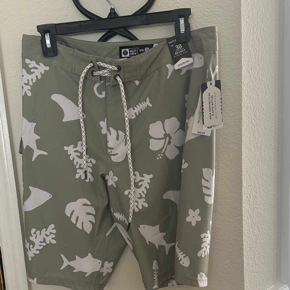 Salty Crew Olive and White Boardshorts